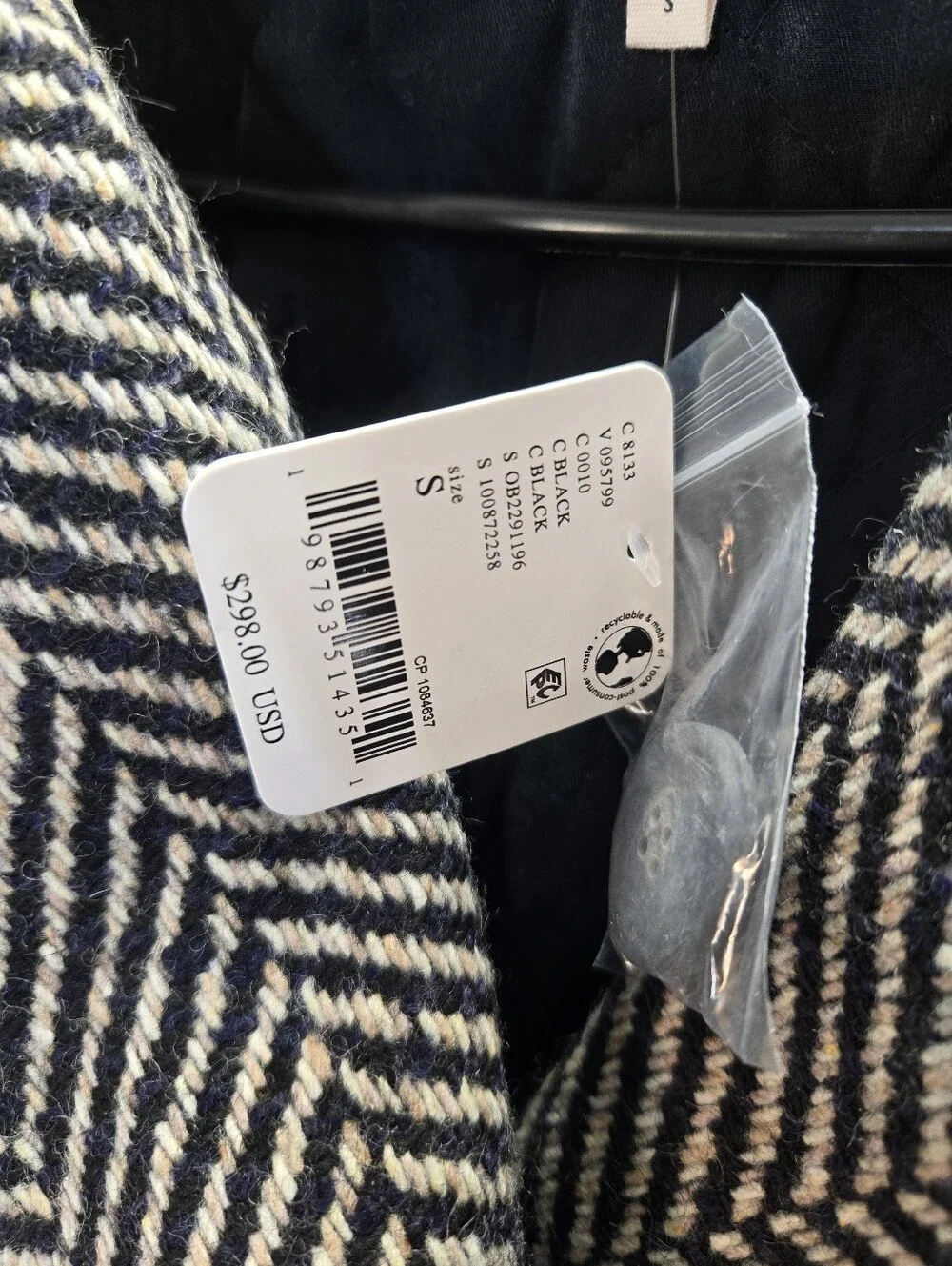 Free People Women’s Small Ari wool Peacoat Double Breasted Herringbone New